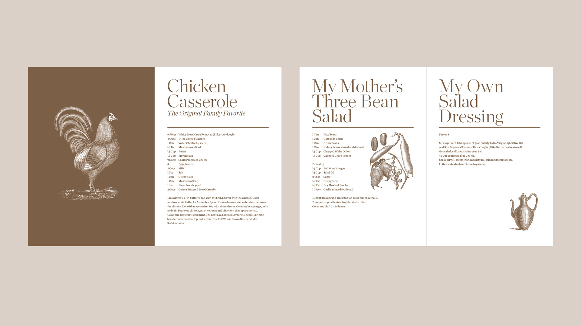 Three chicken recipes set across a coordinated editorial spread