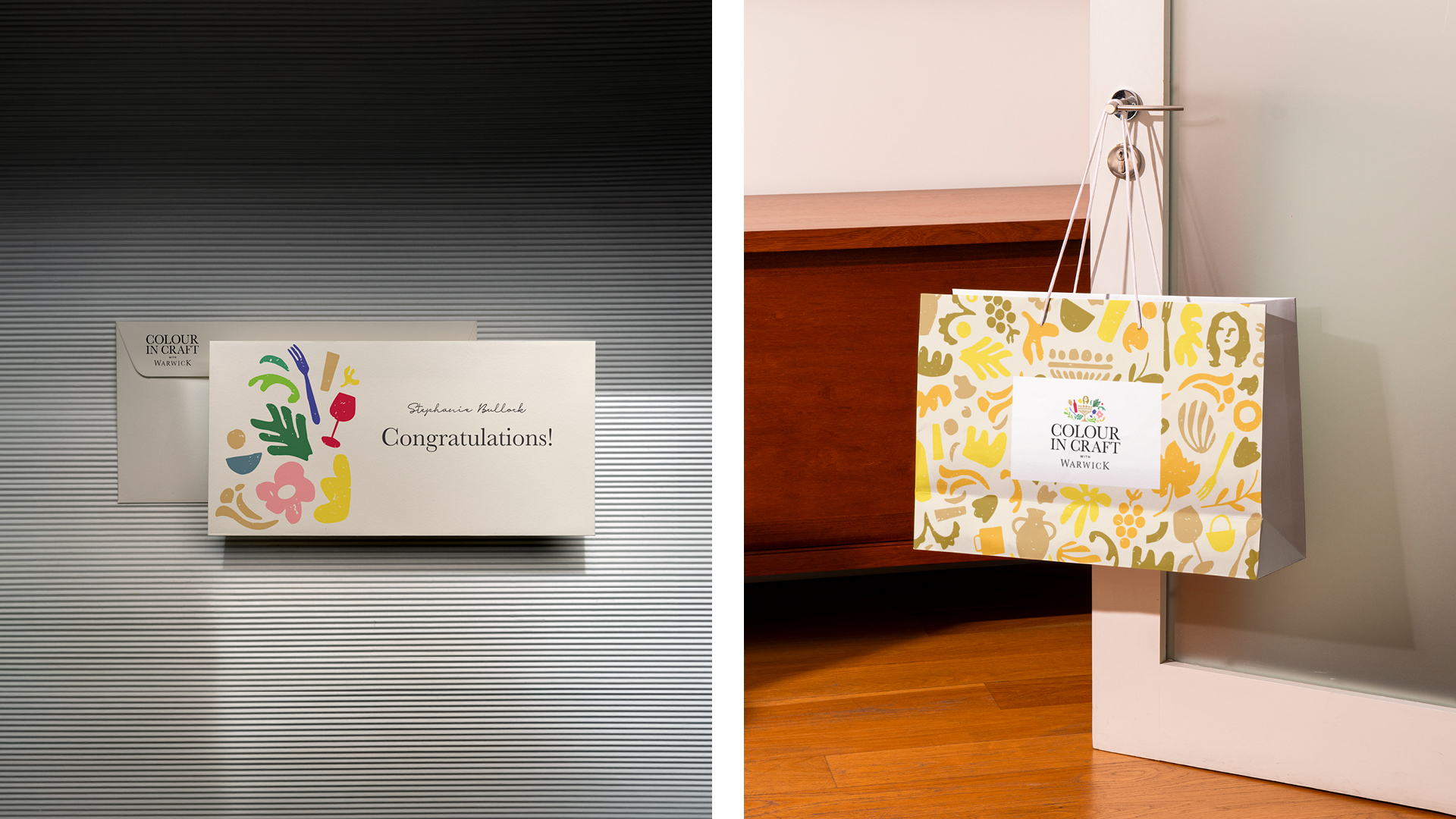 Colour in Craft gifting presentation and wine bottle