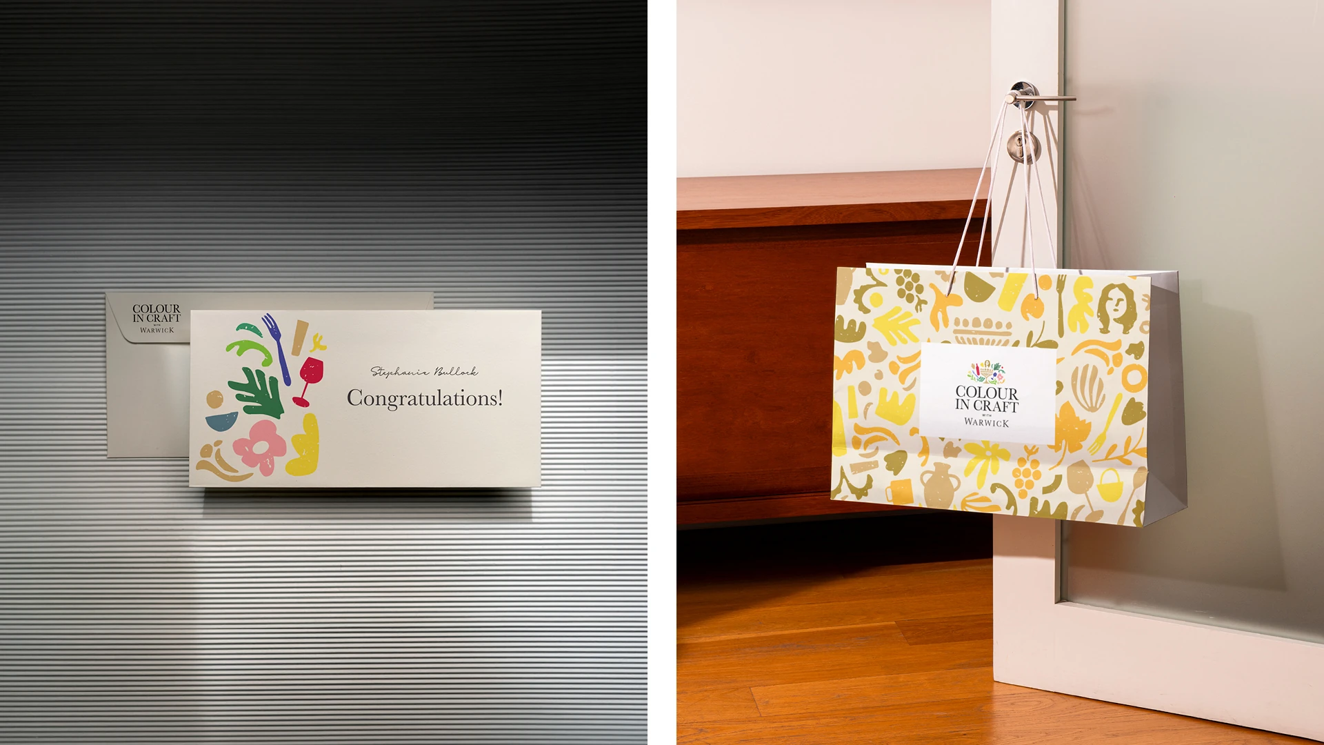 Colour in Craft gifting presentation and wine bottle