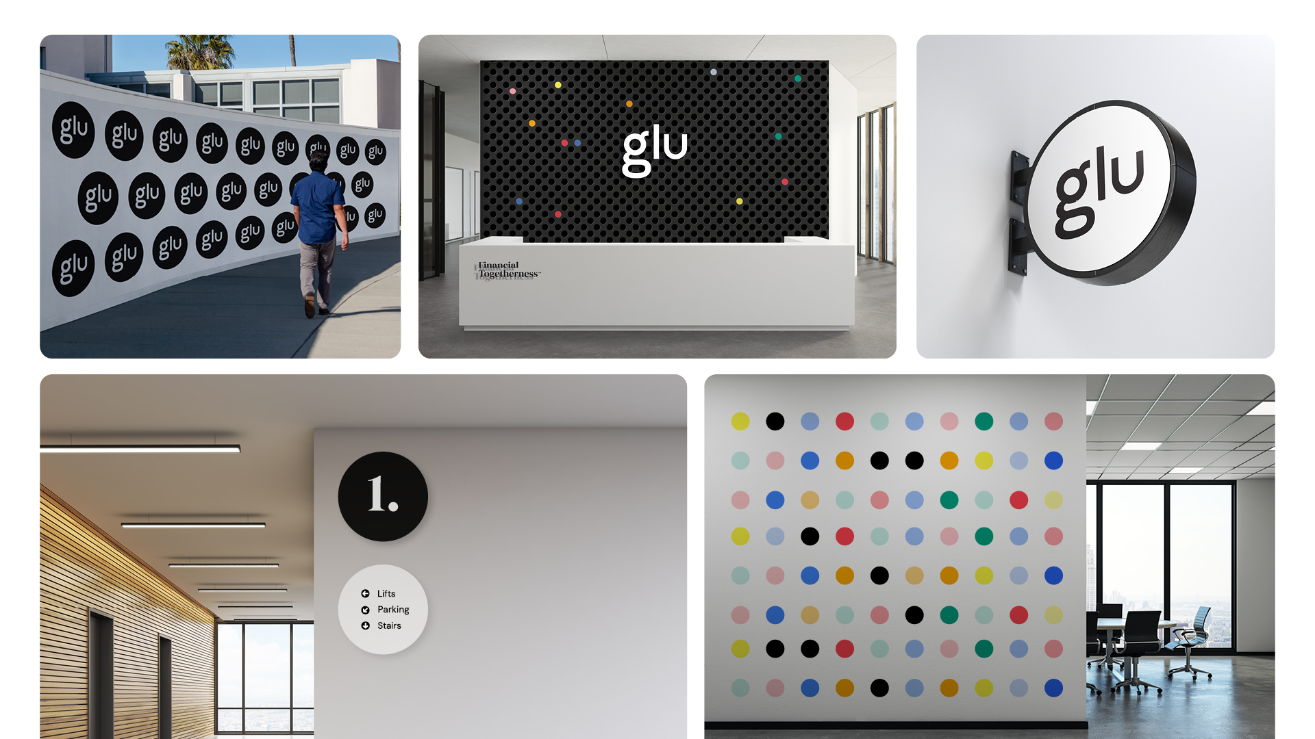 glu identity across environments, signage and digital touchpoints