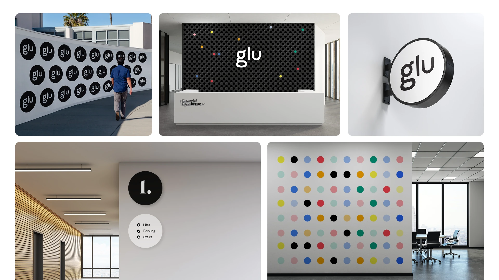 glu identity across environments, signage and digital touchpoints